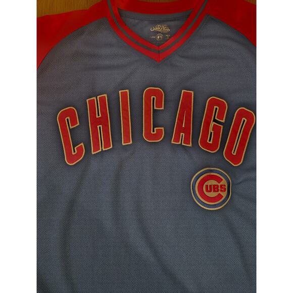 Stitches Embroidered Chicago Cubs Baseball Jersey Shirt XL Blue Red Pullover MLB - Picture 2 of 9